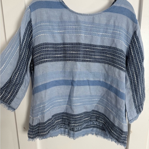 Anthropologie Cloth and Stone Blue Stripe Linen Blend Tie back Top medium NWOT - Picture 4 of 7